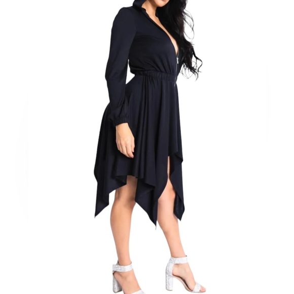Long Sleeves Hooded Drape Dress Full Zipper Jacket Dress
New - Picture 2 of 6